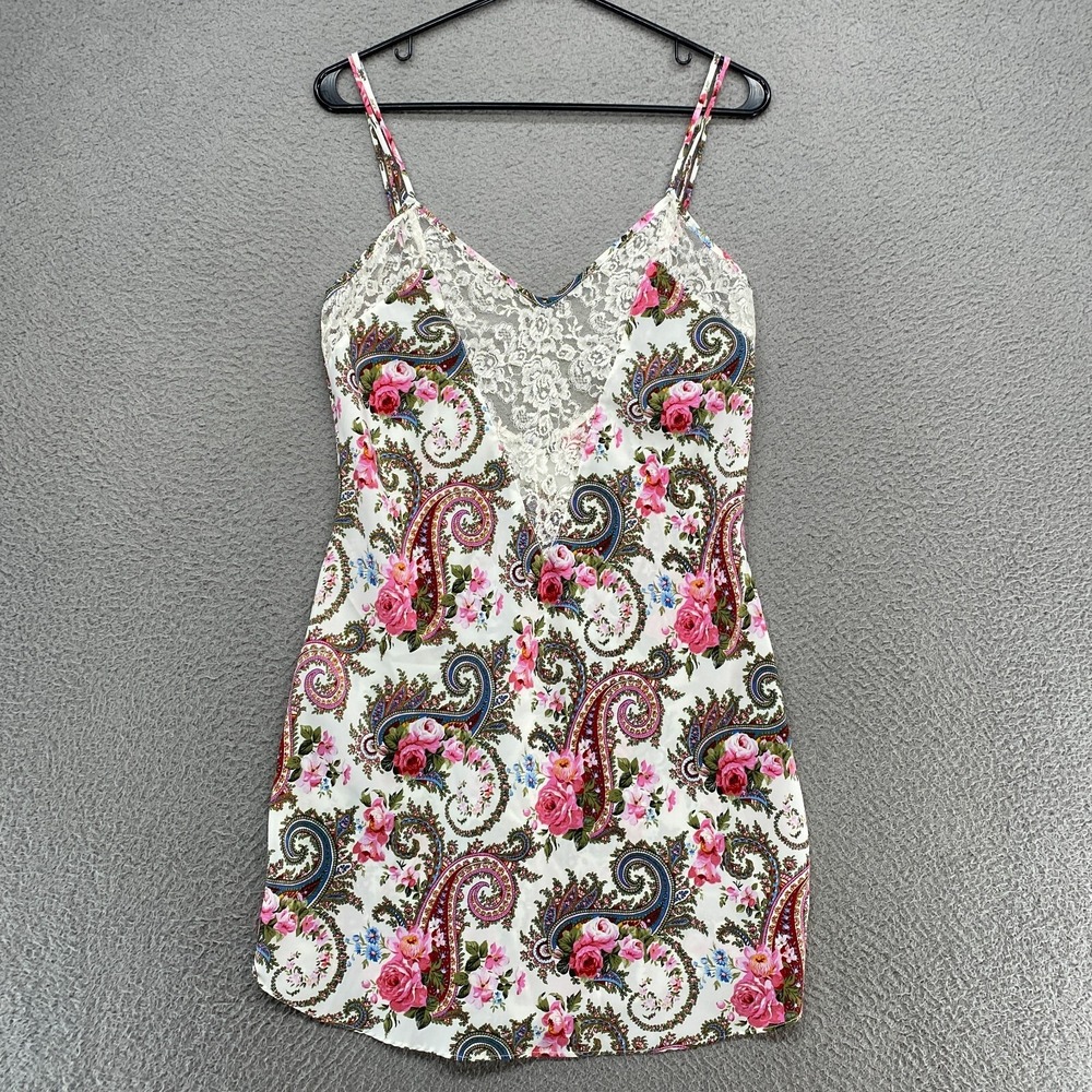 Victorias Secret Gold Label Slip Dress Womens Large Y2K Paisley 90s Romantic
